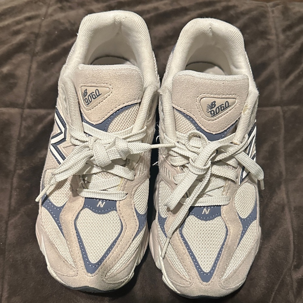 New Balance Cream and Blue Athletic Shoes